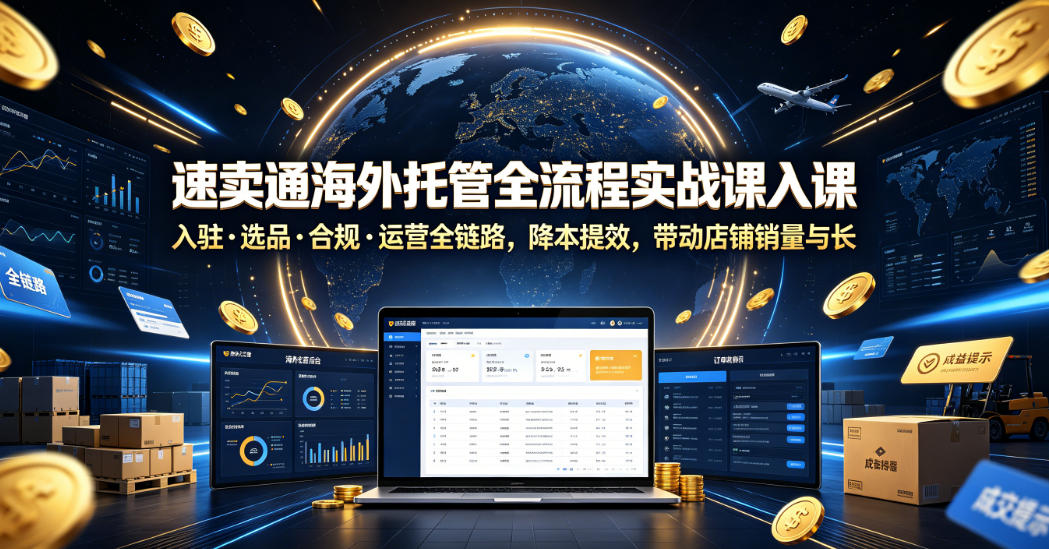 速卖通海外托管全流程实战课入驻・选品・合规・运营全链路，降本提效，带动店铺销量与收益增长-海淘下载站