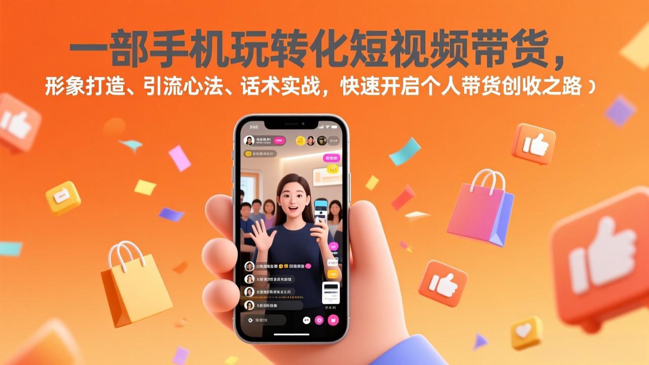 一部手机玩转化短视频带货，形象打造、引流心法、话术实战，快速开启个人带货创收之路-海淘下载站