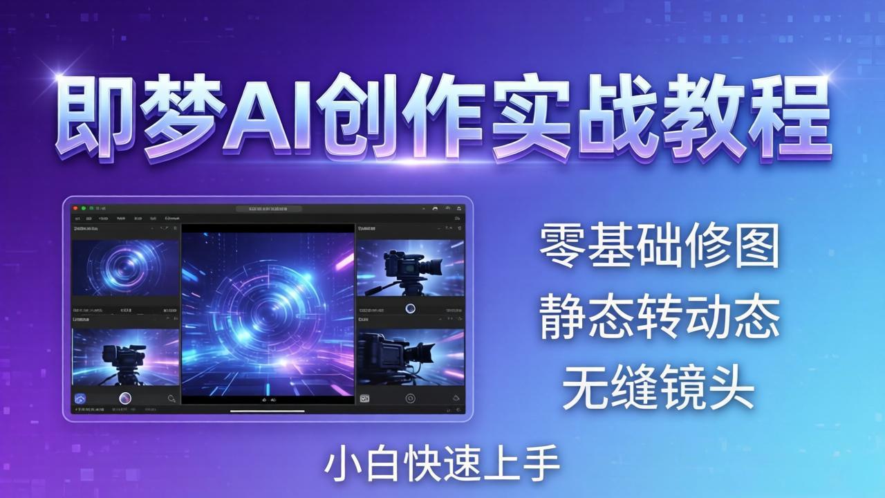 即梦AI创作实战教程，从零基础修图到AI导演，实战教学静态转动态+无缝镜头，小白快速上手-海淘下载站