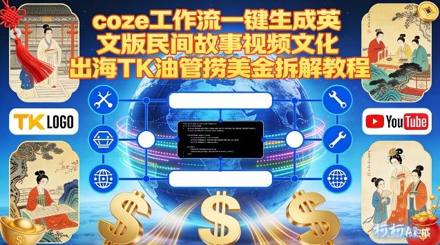 Coze扣子工作流一键生成英文版民间故事视频，文化出海TK油管捞美金拆解教程-海淘下载站
