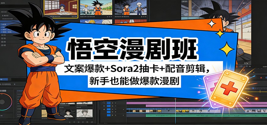 悟空漫剧班：文案爆款+Sora2抽卡+配音剪辑，新手也能做爆款漫剧-海淘下载站