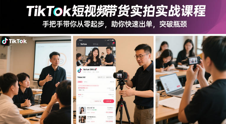TikTok短视频带货实拍实战课程,手把手带你从零起步,助你快速出单,突破瓶颈-海淘下载站