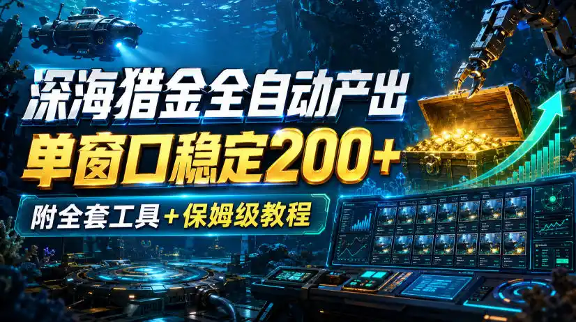 深海猎金全自动产出,单窗口稳定200+,附全套工具+保姆级教程【揭秘】-海淘下载站
