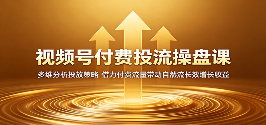 视频号付费投流操盘课：多维分析投放策略，借力付费流量带动自然流长效增长收益-海淘下载站