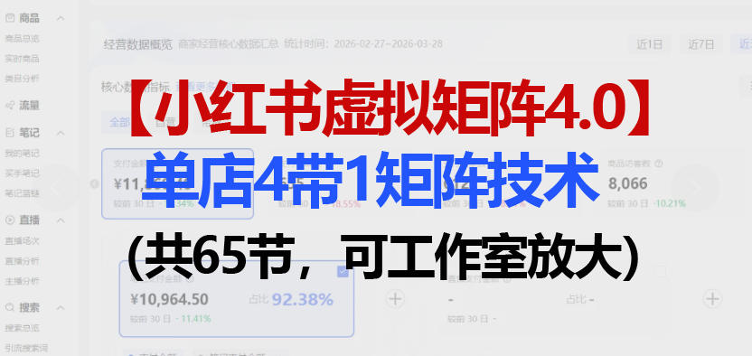 小红书虚拟矩阵4.0技术：单店4带1矩阵(共65节，可工作室放大)-海淘下载站