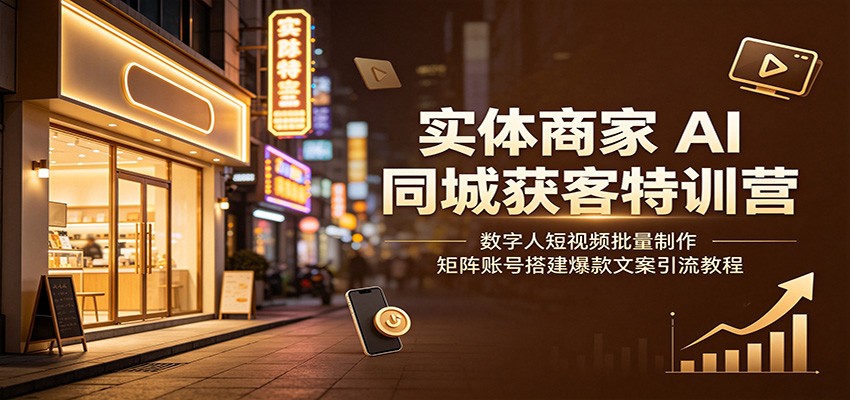实体商家AI同城获客特训营：数字人短视频批量制作，矩阵账号搭建爆款文案引流教程-海淘下载站