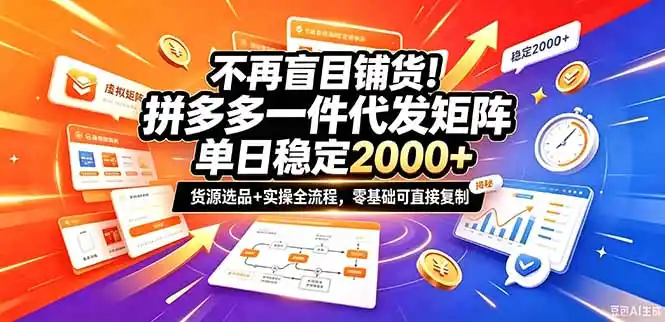 不再盲目铺货!拼多多一件代发矩阵落地攻略,提供优质货源店铺运营全流程,零基础可直接复制-海淘下载站