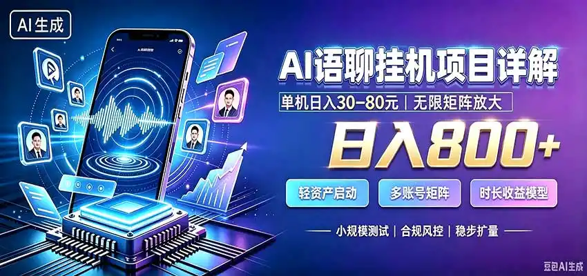 AI语聊挂机，日入800+，适用个人副业，工作室矩阵操作-海淘下载站