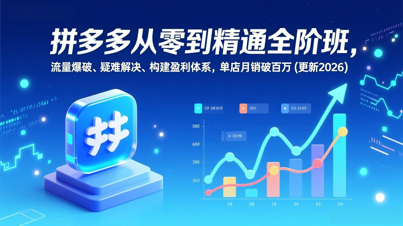 拼多多从零到精通全阶班，流量爆破、疑难解决，构建盈利体系，单店月销破百万(更新2026-海淘下载站