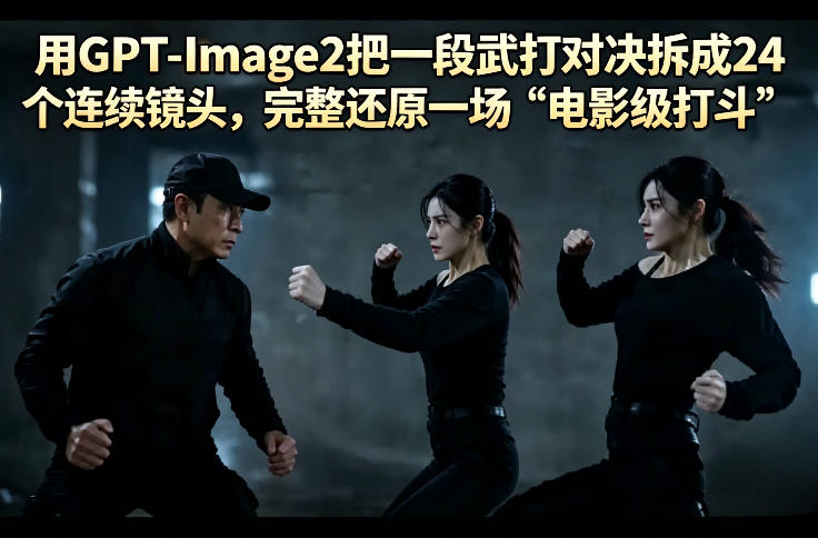 用GPT-Image2把一段武打对决拆成24个连续镜头，完整还原一场“电影级打斗”-海淘下载站