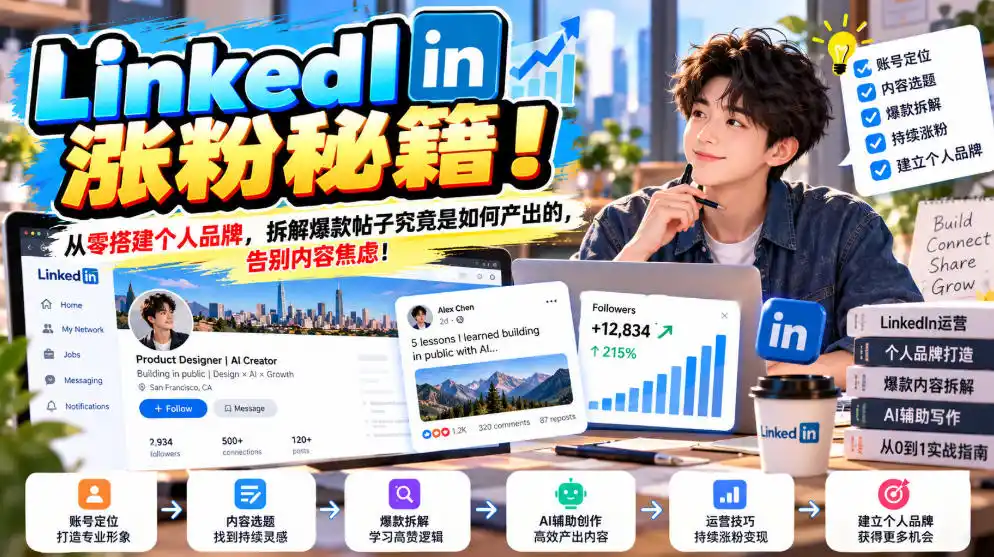 LinkedIn涨粉秘籍!从零搭建个人品牌,拆解爆款帖子究竟是如何产出的,告别内容焦虑!【原创双语字幕】-海淘下载站