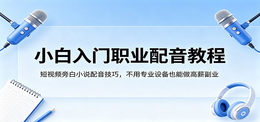 小白入门职业配音教程，短视频旁白小说配音技巧，不用专业设备也能做高薪副业-海淘下载站