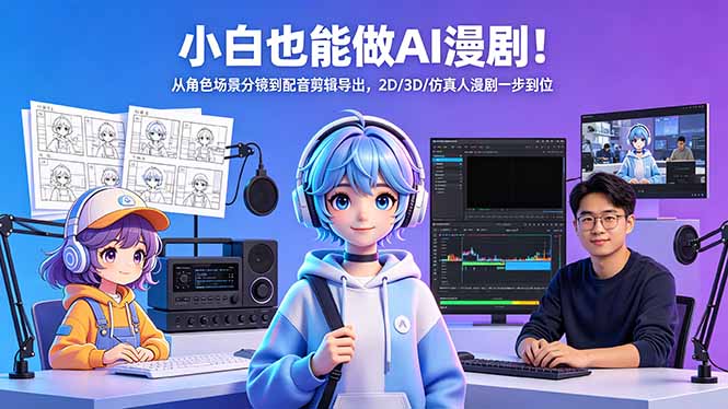 小白也能做AI漫剧！从角色场景分镜到配音剪辑导出，2D/3D/仿真人漫剧一步到位-海淘下载站