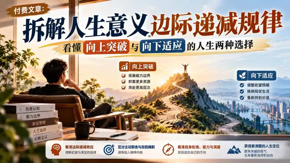 付费文章：拆解人生意义边际递减规律，看懂向上突破与向下适应的人生两种选择-海淘下载站