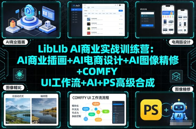 LibLIb AI商业实战训练营：AI商业插画+AI电商设计+AI图像精修+COMFY UI工作流+AI+PS高级合成-海淘下载站