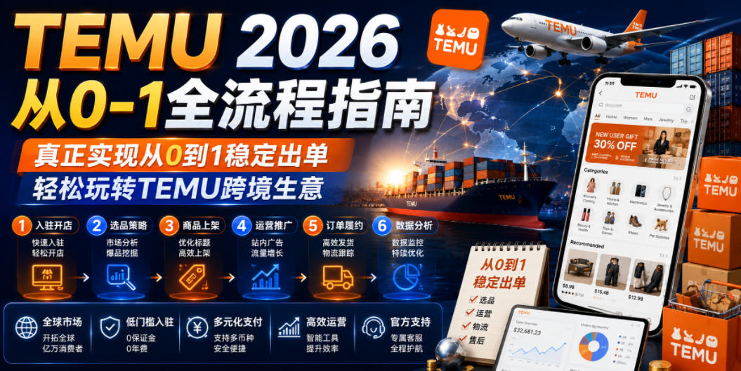 TEMU 2026从0-1全流程指南,真正实现从0到1稳定出单,轻松玩转TEMU跨境生意-海淘下载站