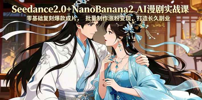 Seedance2.0+NanoBanana2 AI漫剧实战课，零基础复刻爆款成片涨粉变现，打造长久副业收益-海淘下载站