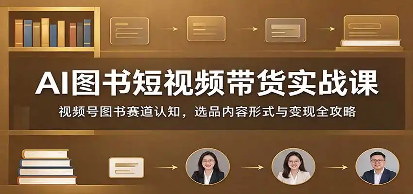 AI图书短视频带货实战课:视频号图书赛道认知,选品内容形式与变现全攻略-海淘下载站