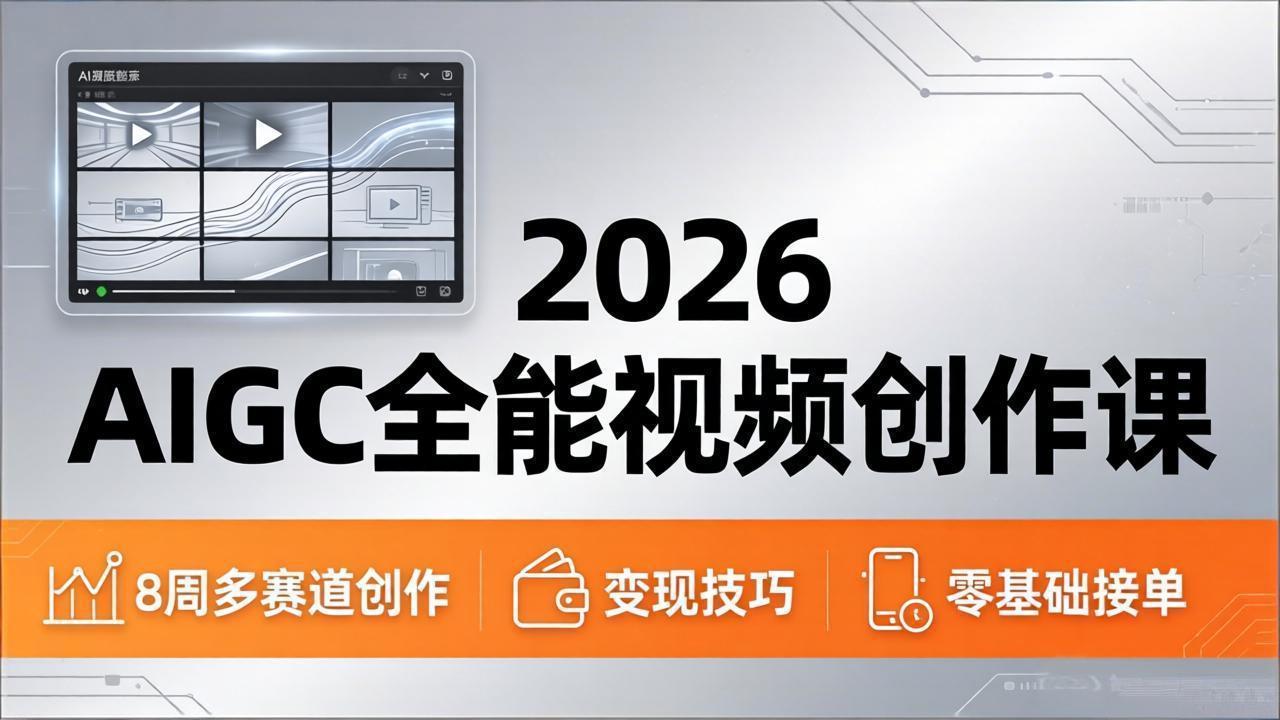 2026AIGC全能视频创作课，8周吃透多赛道创作+变现，零基础也能高效出片接单-海淘下载站