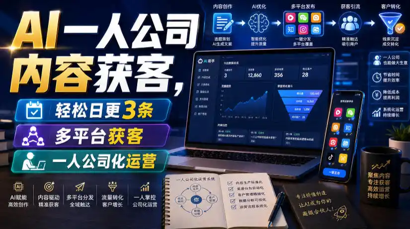 AI一人公司内容获客，轻松日更3条，多平台获客，一人公司化运营(更新0827)-海淘下载站