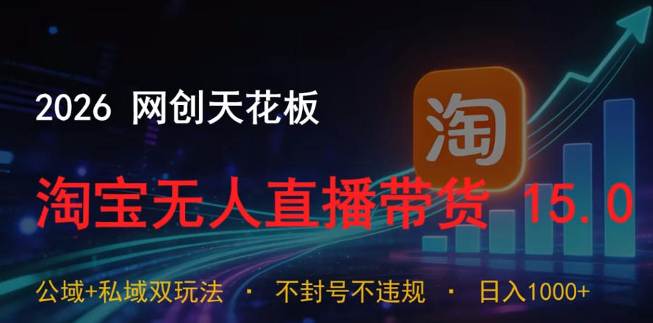 2026网创天花板，淘宝无人直播带货15.0，公域+私域双玩法，日入1k+，不违规不封号【揭秘】-海淘下载站