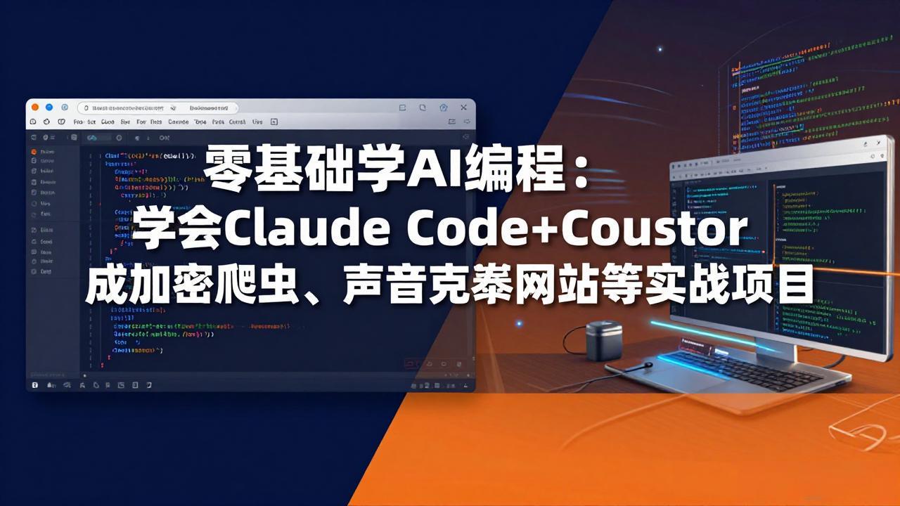 零基础学AI编程：学会Claude Code+Cursor完成加密爬虫、声音克隆网站等实战项目-海淘下载站