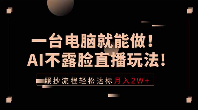 一台电脑就能做！AI不露脸直播玩法，照抄流程轻松达标月入2W+-海淘下载站