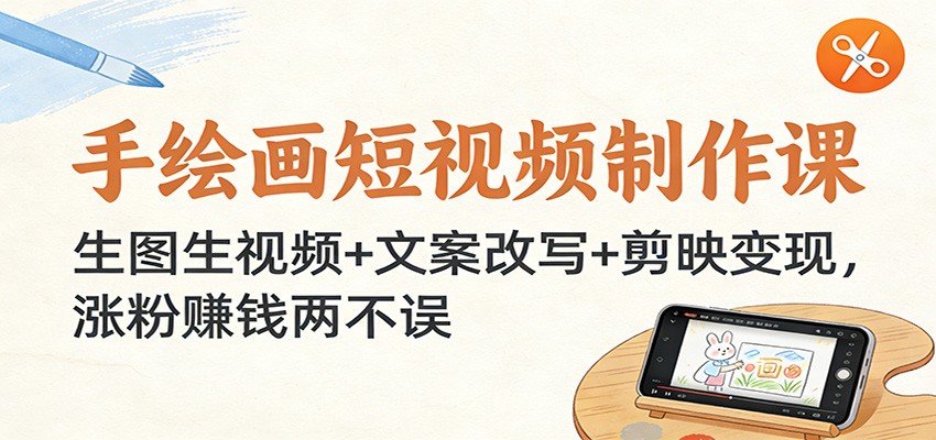 手绘画短视频制作课：生图生视频+文案改写+剪映变现，涨粉赚钱两不误-海淘下载站