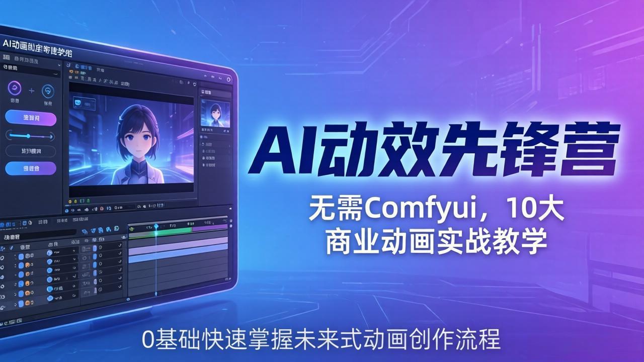 AI 动效先锋营：无需Comfyui，10大商业动画实战教学，0基础快速掌握未来式动画创作流程-海淘下载站