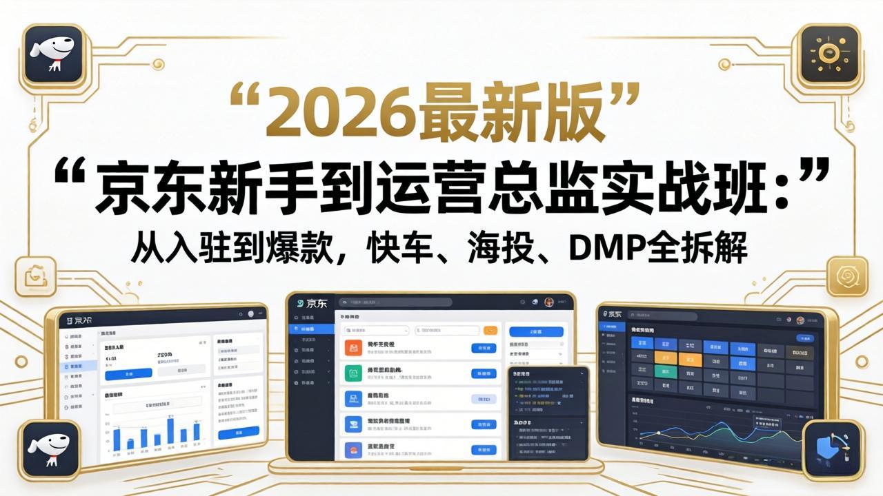 京东新手到运营总监实战班：从入驻到爆款，快车、海投、DMP全拆解，2026最新版-海淘下载站