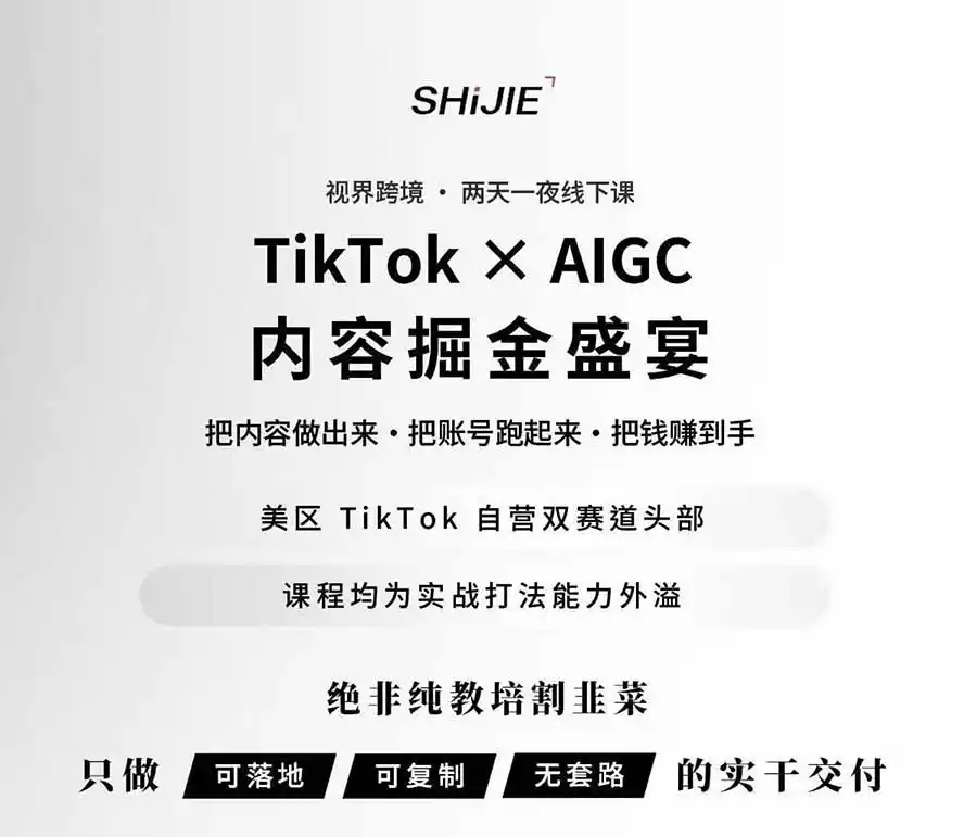 图片[1]-AIGC×TikTok美区短视频带货线下课；两天一夜完整回放，12小时高清视频收录头部操盘手全流程教学-海淘下载站