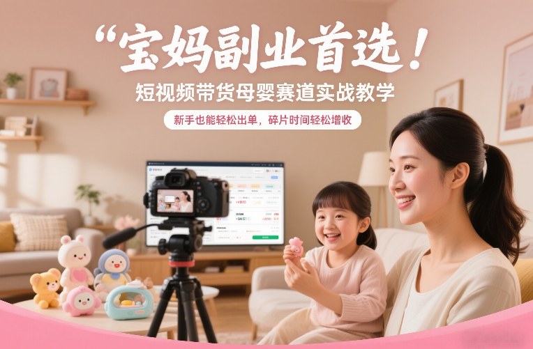 宝妈副业首选!短视频带货母婴赛道实战教学,新手也能轻松出单,碎片时间轻松增收-海淘下载站