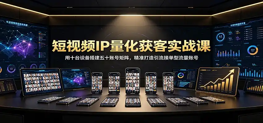 短视频IP量化获客实战课:用十台设备搭建五十账号矩阵,精准打造引流接单型流量账号-海淘下载站