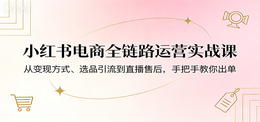 小红书电商全链路运营实战课：从变现方式、选品引流到直播售后，手把手教你出单-海淘下载站