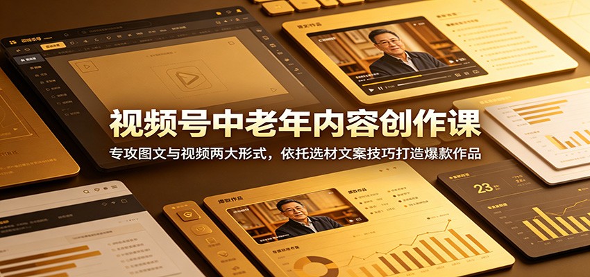 视频号中老年内容创作课:专攻图文与视频两大形式,依托选材文案技巧打造爆款作品-海淘下载站