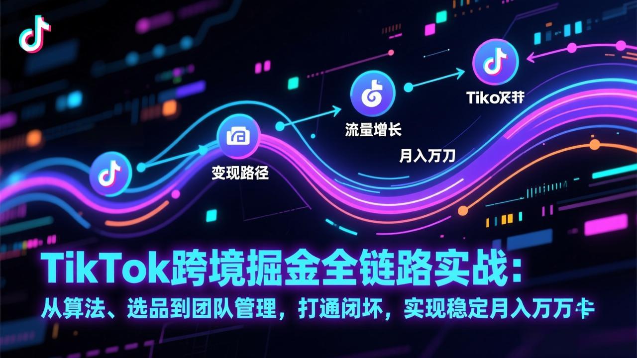 TikTok跨境掘金全链路实战：从算法、选品到团队管理，打通闭环，实现稳定月入万刀-海淘下载站