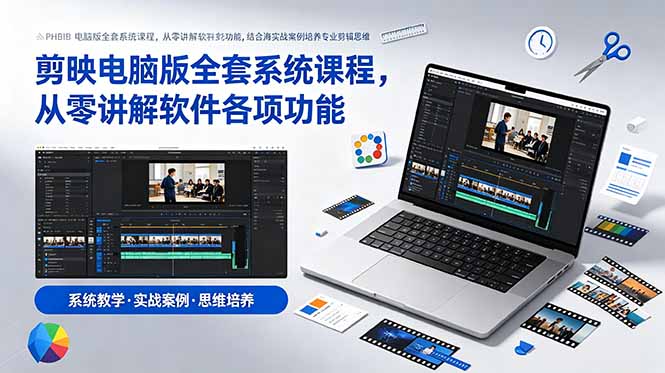 剪映电脑版全套系统课程,从零讲解软件各项功能,结合海量实战案例培养专业剪辑思维-海淘下载站