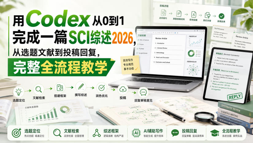 用Codex从0到1完成一篇SCI综述2026,从选题文献到投稿回复,完整全流程教学-海淘下载站