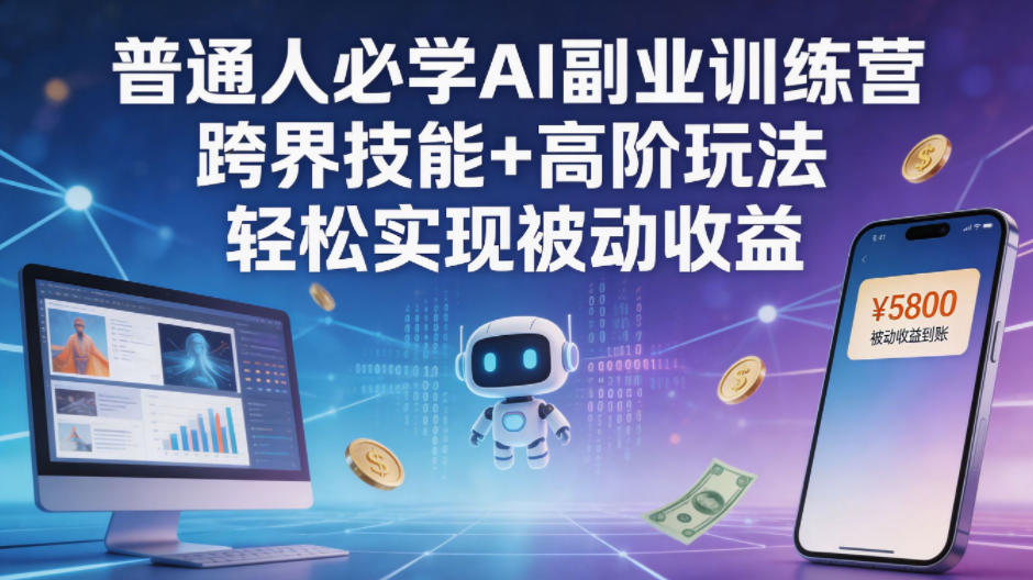 普通人必学AI副业训练营跨界技能+高阶玩法轻松实现被动收益-海淘下载站