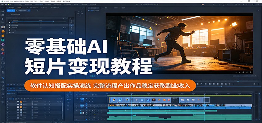 零基础AI短片变现教程：软件认知搭配实操演练，完整流程产出作品稳定获取副业收入-海淘下载站