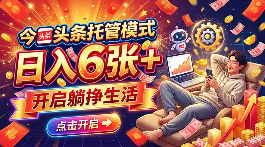 今日头条AI托管模式,每天5分钟,最高月入5000+,操作超简单,零门槛-海淘下载站