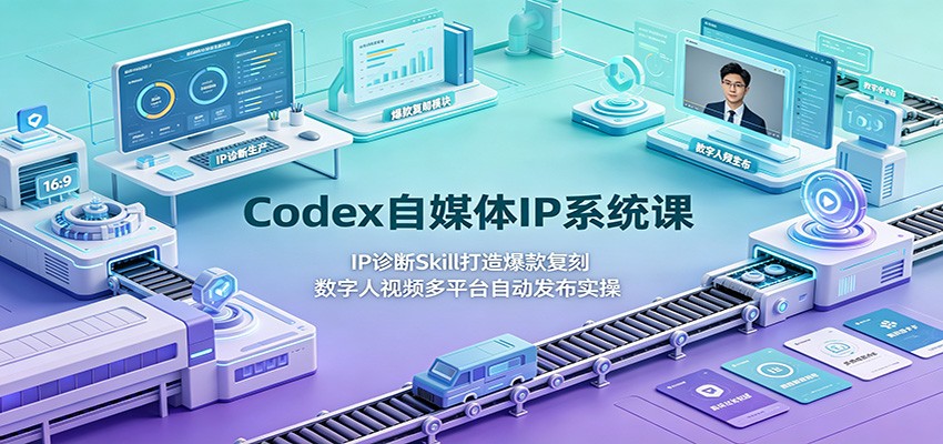 Codex自媒体IP系统课：IP诊断Skill打造爆款复刻，数字人视频多平台自动发布实操-海淘下载站