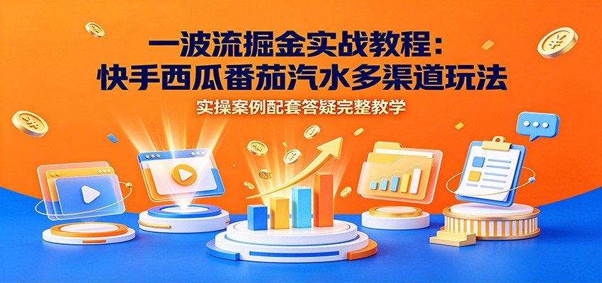 一波流掘金实战教程：快手西瓜番茄汽水多渠道玩法，实操案例配套答疑完整教学-海淘下载站
