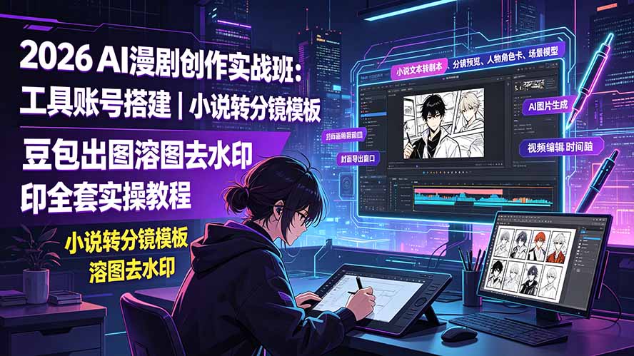 2026AI漫剧创作实战班:工具账号搭建|小说转分镜模板|豆包出图溶图去水印全套实操教程-海淘下载站