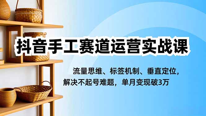 抖音手工赛道运营实战课,流量思维、标签机制、垂直定位,解决不起号难题,单月变现破3万-海淘下载站