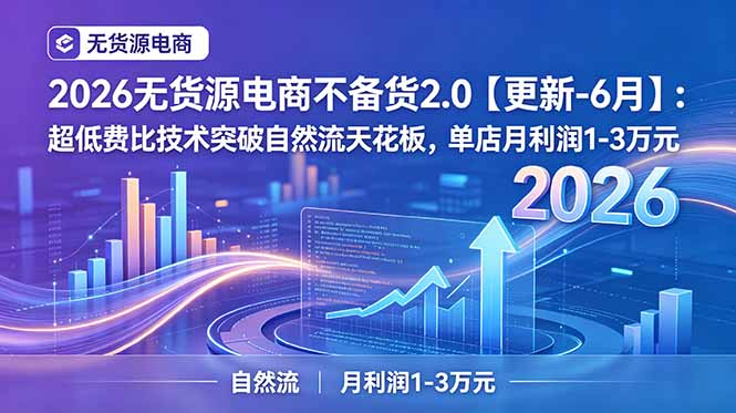 2026无货源电商不备货2.0【更新-6月】：超低费比技术突破自然流天花板，单店月利润1-3万元-海淘下载站