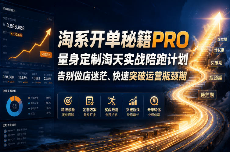 淘系开单秘籍PRO,量身定制淘天实战陪跑计划,告别做店迷茫、快速突破运营瓶颈期(2026年6月22日)-海淘下载站