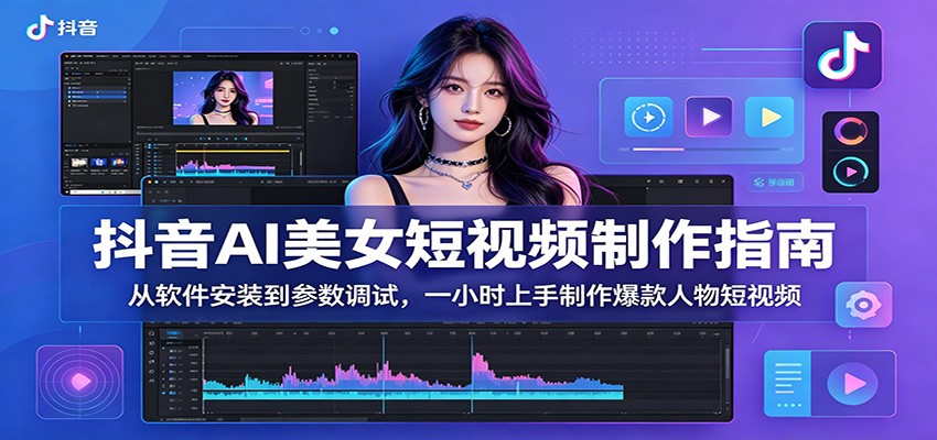抖音AI美女短视频制作指南：从软件安装到参数调试，一小时上手制作爆款人物短视频-海淘下载站