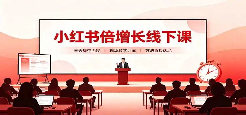 小红书倍增长线下课:三天集中面授,拆解选品、素材制作与起号全链路-海淘下载站