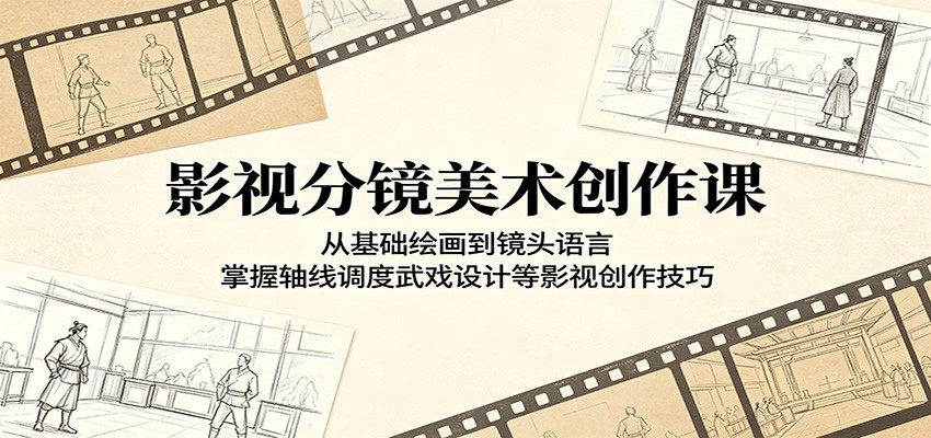 影视分镜美术创作课:从基础绘画到镜头语言,掌握轴线调度武戏设计等影视创作技巧-海淘下载站